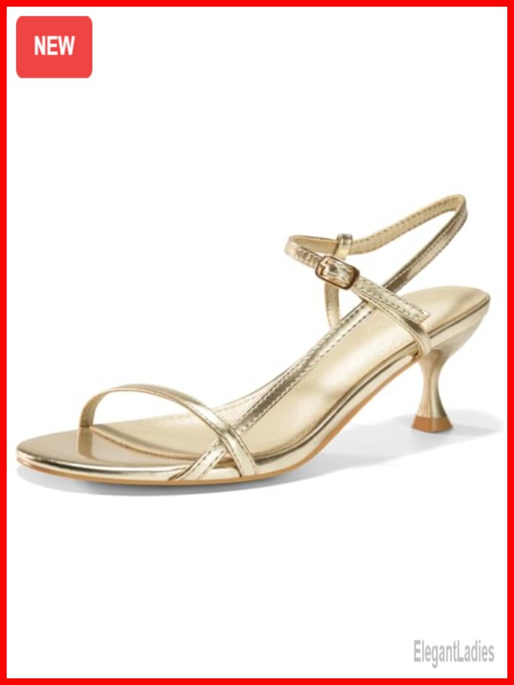 Faux Leather Kitten Heel Sandals Strappy Ankle Strap Open Toe Party Wedding